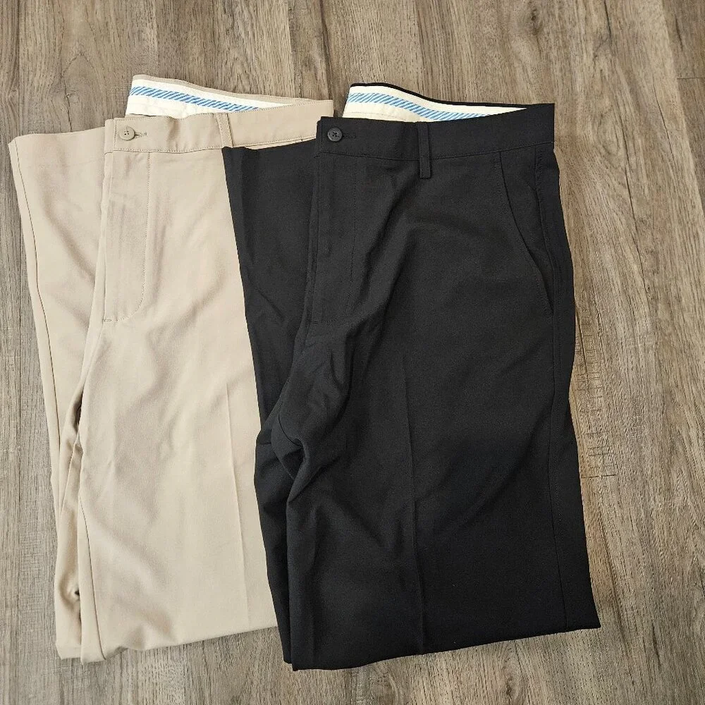 Lot of 2 FootJoy Men's Golf Pants Size 36x32 Black Beige‎